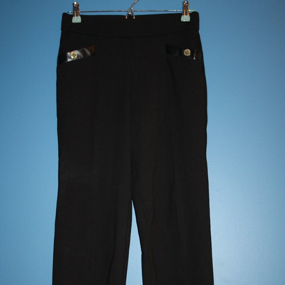 Anne Klein Slip-On Ankle Pants w/Vegan Leather Trim on Front Pockets Small NWOT